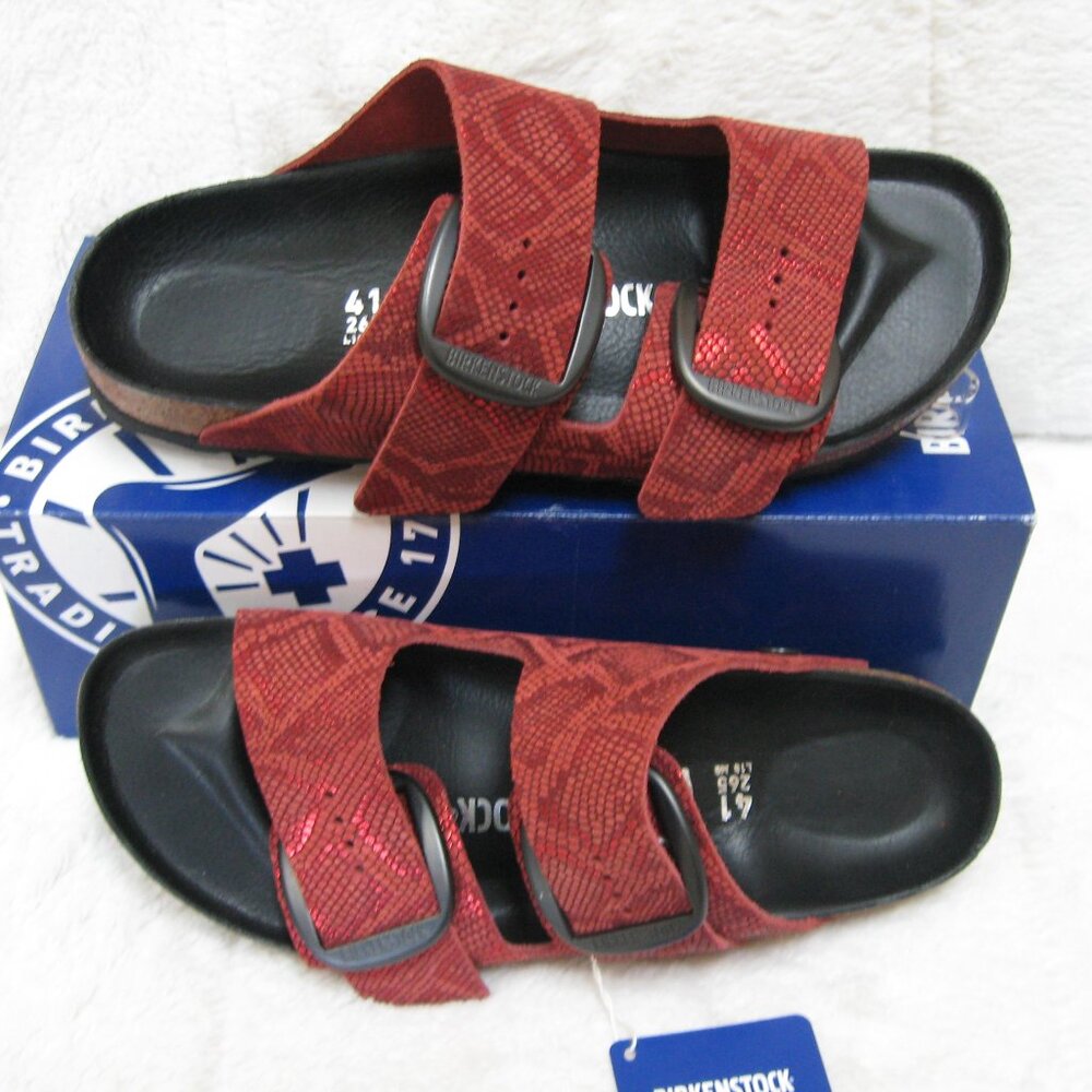 Birkenstock Big Buckle Exquisite ARIZONA Royal Python Red Suede 41 N US W 10 M 8